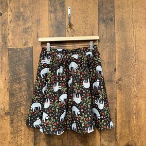 Hide and seek Black Skirt with Sloth and Floral Print EUC